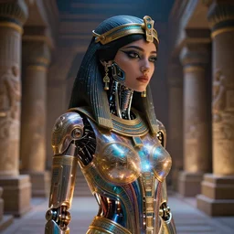 android girl in egyptian ruins, ultra realistic, mysterious, cyborg body, atmosphere, glow, detailed, intricate, full of colour, cinematic lighting, trending on artstation, 4 k, focused, extreme details, cinematic, masterpiece, by ismail inceoglu