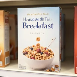 box of handmaid's tale breakfast cereal on a shelf