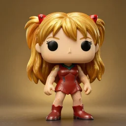 asuka funko pop, hyperrealistic, volumetric golden dappled dynamic lighting, highly detailed, sharp focus, by victo ngai, artgerm