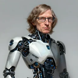 stephen hawking's as a cyborg robot, diffuse lighting, fantasy, intricate, elegant, highly detailed, lifelike, photorealistic, digital painting, artstation, illustration, concept art, smooth, sharp focus, art by john collier and albert aublet and krenz cushart and artem demura and alphonse mucha