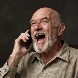 old bald guy yelling on the phone