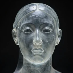 translucent sculpture of a woman\'s face