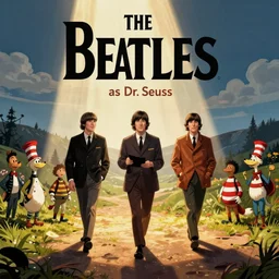 The Beatles as a Dr. Seuss cartoon, album cover