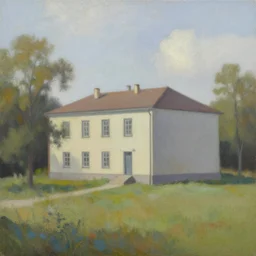 a beautiful painting of a building in a serene landscape by Antti Lovag