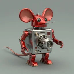 adventurer ( ( ( ( ( 1 9 5 0 s retro future robot mouse tunneling machine. muted colors. ) ) ) ) ) by jean baptiste monge!!!!!!!!!!!!!!!!!!!!!!!!! chrome red