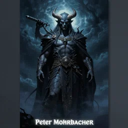 “A strong deity is standing in front of the night sky, ominous, dramatic light, matte painting, fantasy poster, Peter Mohrbacher”