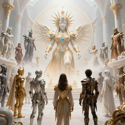 love, diverse cybersuits, from behind, rebirth rituals, wide angle, bright, elaborate, highly detailed, beautiful lighting