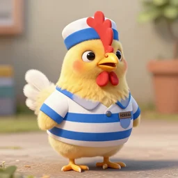 photo of a cute chicken dressed as an inmate