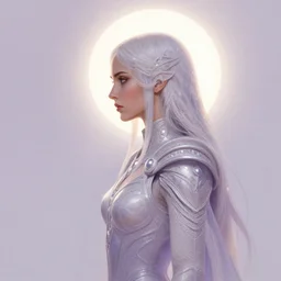 ( side profile ) concept art by thomas blackshear, maya ali as neo - gothic space empire sorcerer, light halo, matte painting, extremely emotional, pastel colours, realistic shaded lighting poster by hsiao ron chen, artgerm, lawren harris, eve ventrue, magali villeneuve, jeremy lipkin, rob rey, christophe vacher