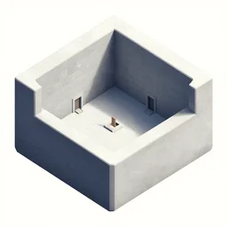 isometric top down dungeon backrooms painted in the style of Tadai Ando
