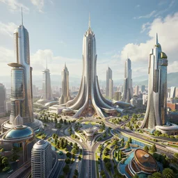 photo of a futuristic solarpunk utopia