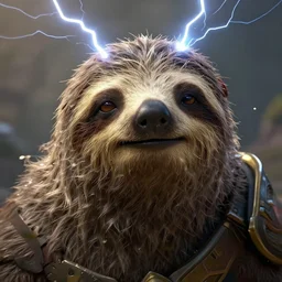 portrait of sloth! as zeus the god of thunder, league of legends amazing splashscreen artwork, gears of war, splash art, natural light, elegant, photorealistic facial features, intricate, fantasy, detailed face, atmospheric lighting, anamorphic lens flare, cinematic lighting, league of legends splash art, hd wallpaper, ultra high details by greg rutkowski
