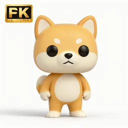 full body 3d render of Shiba Inu as a funko pop, Chibi, studio lighting, white background, blender, trending on artstation, 8k, highly detailed