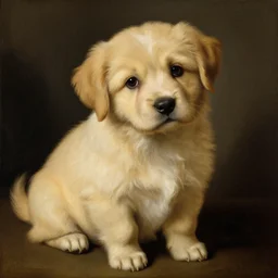 painting of cute dog, in style of sandro botticelli, photorealistic