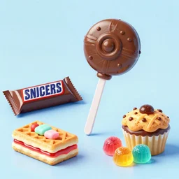 a jello chocolate candy lollipop snickers bar icecream cake muffin jaffa marshmallow nougat waffle candy gummy jelly sandwich, volumetric lighting, octane render, unreal engine, 8k, hd, perfect, decadent, maple syrup, drizzled chocolate sauce, smothered in melted chocolate, covered in sprinkles, highly detailed, stroopwaffel