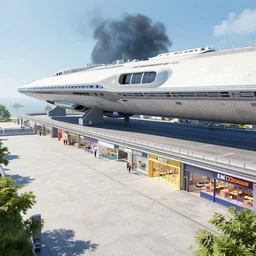 a large open plaza with various stores at the side, inside a large passenger spaceship, from a space themed Sierra point and click 2D graphic adventure game, made in 2019, high quality graphics