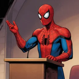 spider-man giving a sermon, comic book art