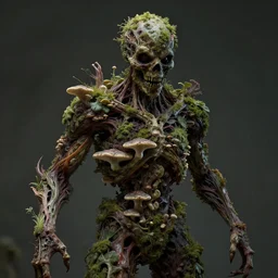 a extremely horror photograph of a human made out of nature and fungus, intricate, hyperrealism, sharp focus, cinematography, highly detailed, octane render, horror cgi 4 k, matte, photograph by professional photographer