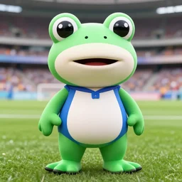 cute frog sports mascot costume at a sports game, highly detailed, extremely high quality, hd, 4 k, 8 k, professional photographer, 4 0 mp, lifelike, top - rated, award winning, cinematic, realistic, detailed lighting, detailed shadows, sharp, no blur, edited, corrected, trending