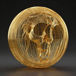 a gold wire structure, hollow, cavity, beautiful, skeleton, artstation, unreal engine, h - 1 0 2 4 w - 1 0 2 4 n - 9