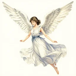 highly detailed japanese watercolor painting of an angel in flight, intricate, elegant, digital painting, artstation