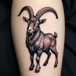a masterpiece illustration of a hellish goat for a tattoo