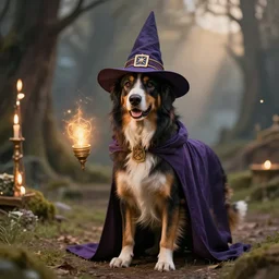 photograh of a wizard dog, magical, fantasy, medieval