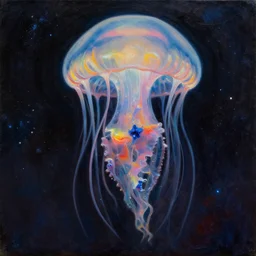 cosmic void jellyfish, grandiose and complex, oil on canvas, by salvador dali