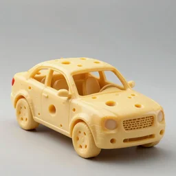 a car made of cheese, many holes, concept art by joao ruas, highly detailed, hyperrealistic