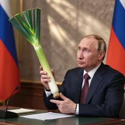vladimir putin spinning a leek during an interview