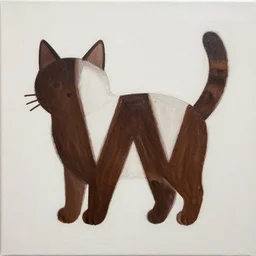 a cat in the shape of the letter w, acrylic painting