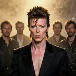 david bowie in real life, face centered portrait of david bowie, confident, fog, rain, volumetric lighting, beautiful, golden hour, sharp focus, ultra detailed, cgsociety by leesha hannigan, ross tran, thierry doizon, kai carpenter, ignacio fernandez rios, noir art house, 4 k, 3 5 mm, fujifilm