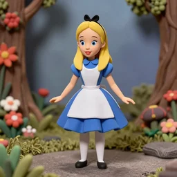 the image is a lost hollywood film still 1 9 5 0 s photograph of a clay stop motion animated alice in wonderland. vibrant cinematography, anamorphic lenses, crisp, detailed image in 4 k resolution.