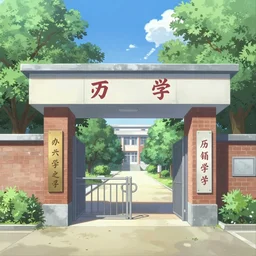 a beautiful picture of the entrance of an high school, art by masaaki yuasa, trending on artstation