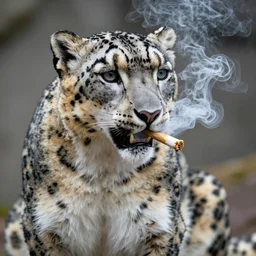 Snow leopard smoking a joint, award-winning photo