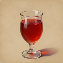 painting of one health potion, red liquid, fantasy, concept art, glass, brown paper, dungeons and dragons, by tony diterlizzi, trending on artstation