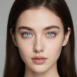 portrait photo of a woman with iridescent eyes, studio photo