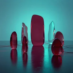 technologic probes, cell shaded, hyperrealism!, reflective surface, highly refractive material, chiaroscuro!!, minimalism!!, maroon highlight, hdr!!, loose wires, cyan light, vibrant!, multiple lights, by gil elvgren and greg rutkowski and anton fadeev and ilya kuvshinov and giger