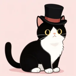 a black and white cat wearing a top hat, a pastel by puru, pixiv contest winner, vanitas, smokey background, contest winner, made of trash