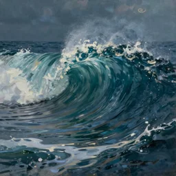 a wave, cinematic lighting, detailed oil painting, hyperrealistic, 8k