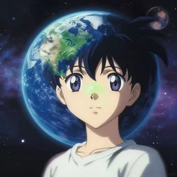 anime portrait of earth - chan!!! on space, art station, ( ( ( blurred, highly detailed ) ) ), illustration, cinematic!!!