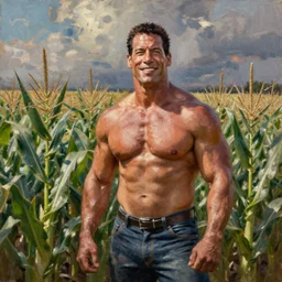 john cena in a corn field, an oil painting by ross tran and thomas kincade