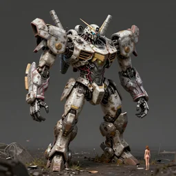 an abandoned titan mech in the ground, mecha, veins, tiny persons, digital art, trending in artstation, behance, deviantart, cinematic, au naturel, hyper detailed
