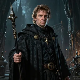A fantasy comic book style portrait painting of Gary Oldman as a wizard in dark castle setting, unreal 5, DAZ, hyperrealistic, octane render, RPG portrait, dynamic lighting