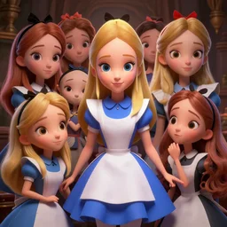 a insanely intricate beautifull 3 d render of alice in wonderland, beauty cute faces, cute characters, unreal engine, 8 k resolution, cell shaded render, soft dramatic lighting, cinematic, insane details, subsurface scattering, anti aliashing, pixar,