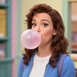 penny the friendly lady with her bubblegum bubble