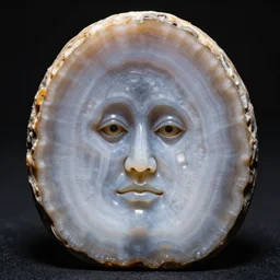 a geode shaped like a human face, highly detailed