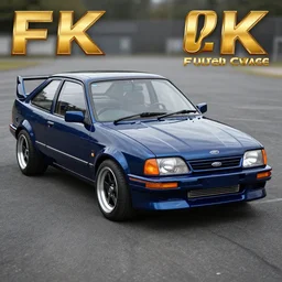ford escort modified navy blue, highly detailed, 8 k, masterpiece, super resolution.