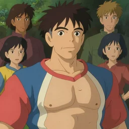 ! dream massive athlete unshaved, french colors on his shirt, blurry outside background, art by studio ghibli and j. c. leyendecker and greg rutkowski and artgerm and ilya kuvshinov, portrait, d & d, fantasy, highly detailed, digital painting, headshot, trending on artstation, concept art, sharp focus, illustration