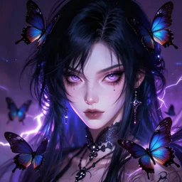 dark butterflies, build a portrait of bayonetta, intricate, vibrant colors, glowing light, ambient lightning, digital painting, highly detailed, focus on eyes, ray tracing, artstation, concept art, smooth, sharp focus, illustration, art by artgerm and greg rutkowski and alphonse mucha, 8 k